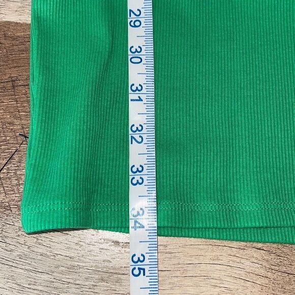 Zara Womens Ruffle Flutter Sleeve Ribbed Bodycon Mini Dess Green Large NWT - Picture 9 of 9